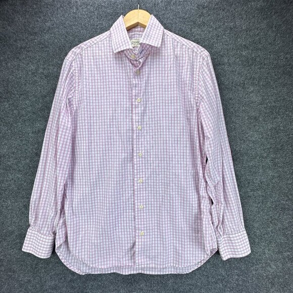 Gitman Bros Shirt Mens Large Pink Button Up Check Lightweight Thin Casual‎ USA - Picture 1 of 15